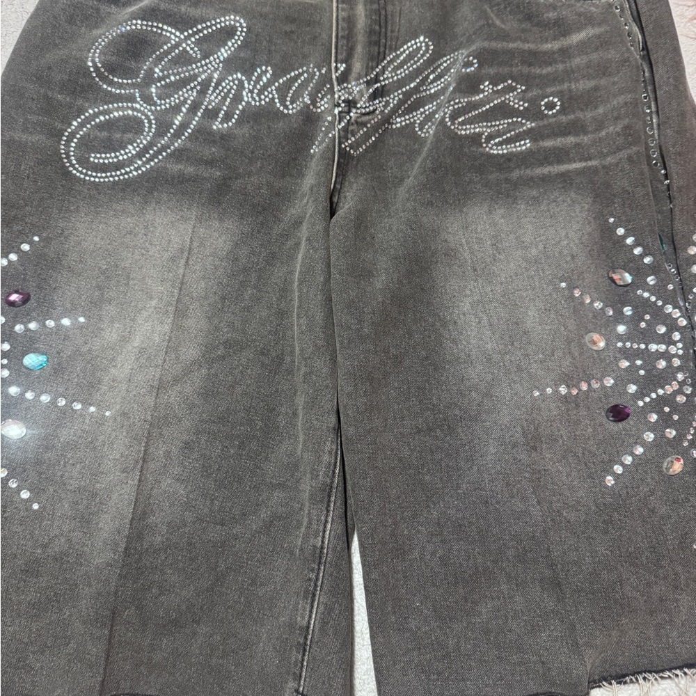 ROMWE Gray Embellished Men’s or Woman’s Flare Jorts